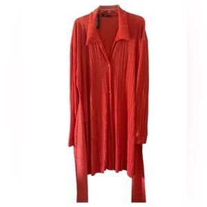 Boohoo Plus Vibrant Orange Long Sleeve Shirt Dress Size 22